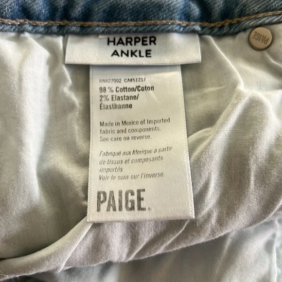 PAIGE Harper Ankle Jeans Kianni Distressed sz 31